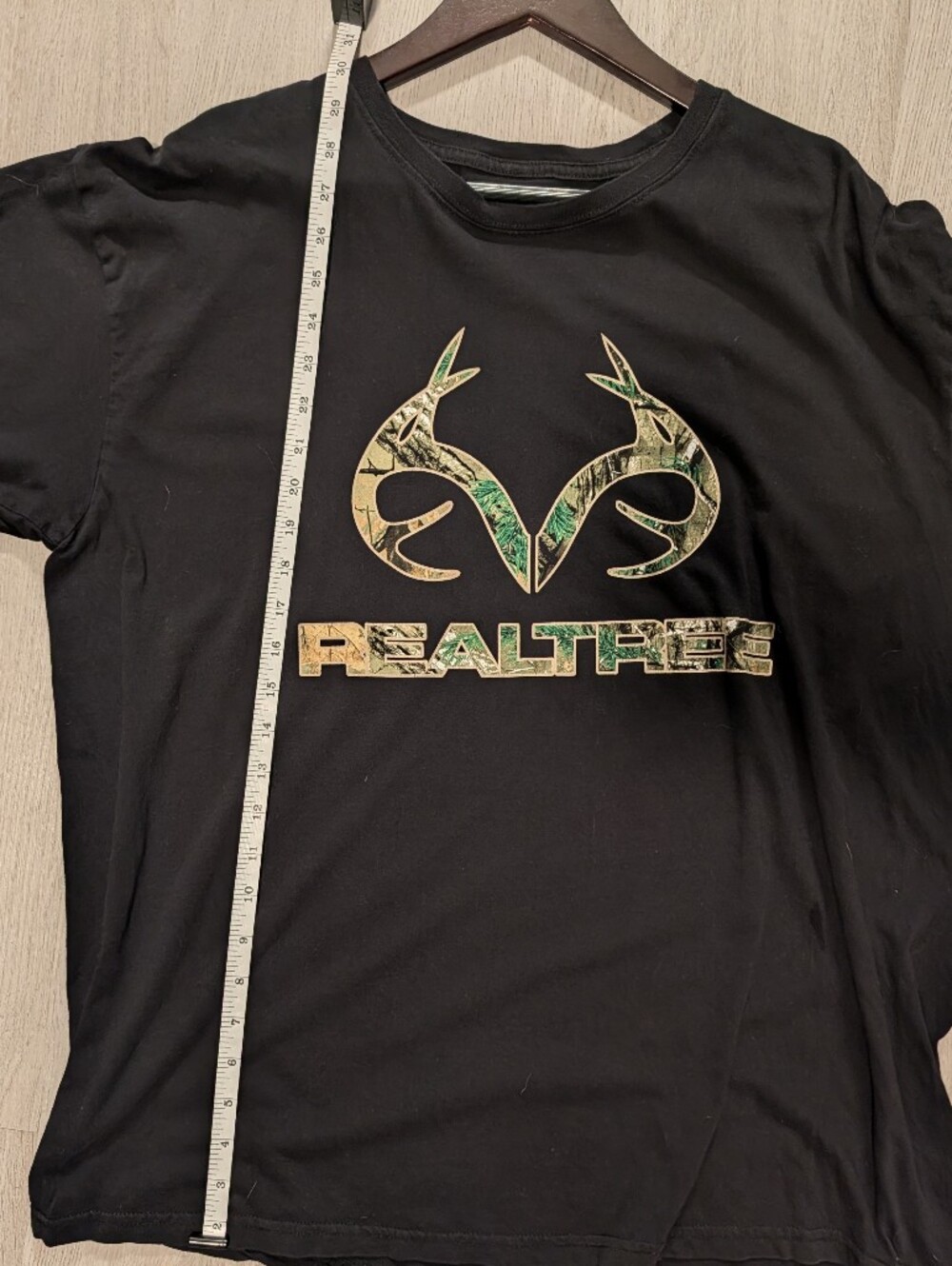 Realtree Black T-Shirt with Green Camo Antler Logo Hunting Casual Men's Size XL - Picture 7 of 7